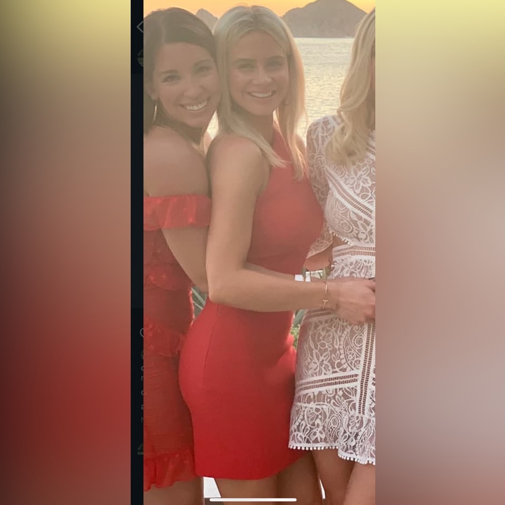 HANEY red one shoulder mini dress